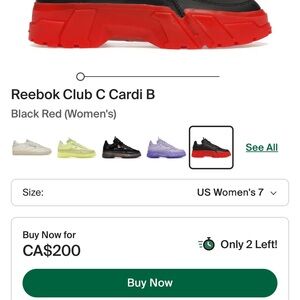 Reebok Cardi B Black and Red Sneakers